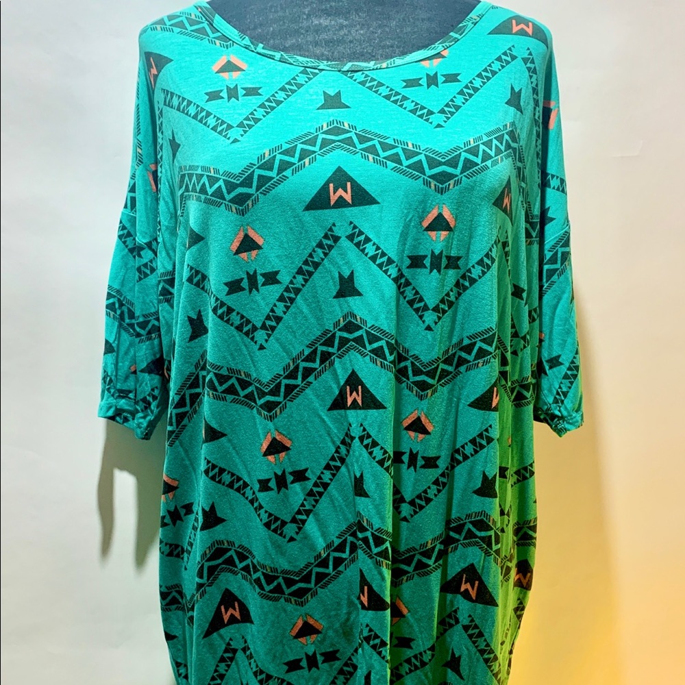 Lularoe Medium Aqua Southwest pattern shirt dress